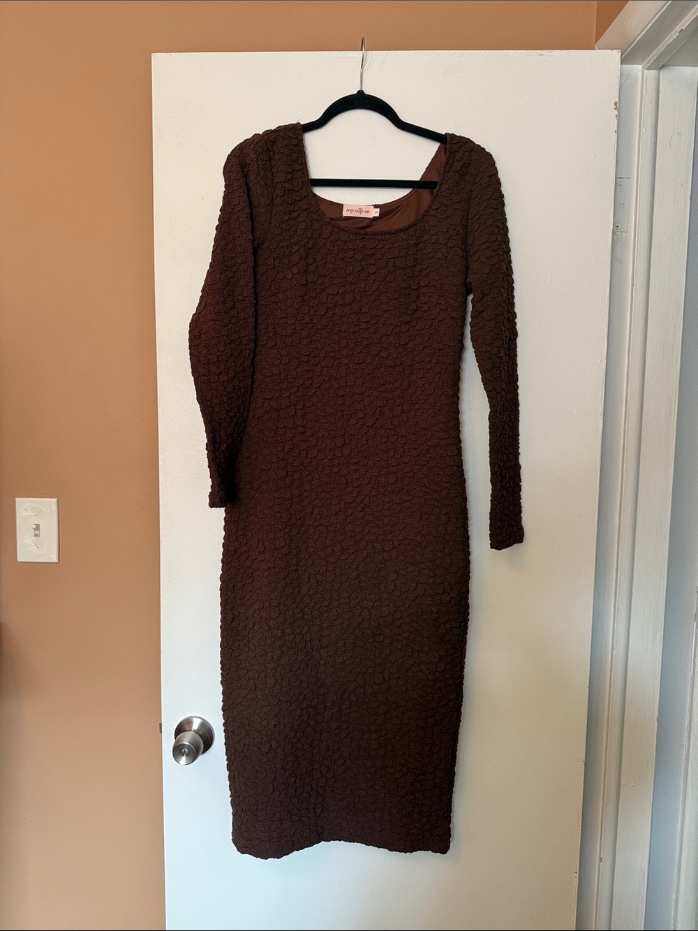 Ivy City Co Women's Textured Long Sleeve Maxi Dress - Brown